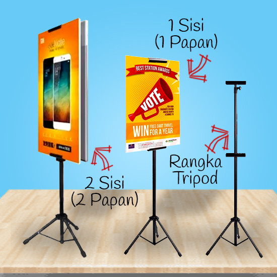 Print UV Flatbed Foamboard + Tripod 50x70 + 1 Sisi