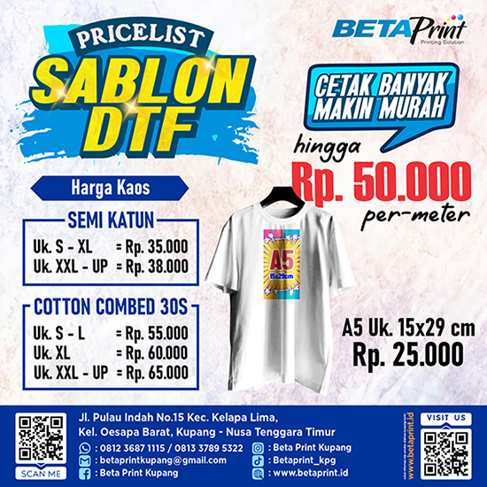 Sablon DTF A5 Uk. 15x29cm