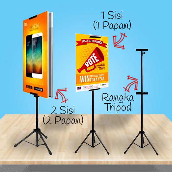 Tripod 60x60@2 Sisi (Print UV Stiker + Imfraboard 5mm)