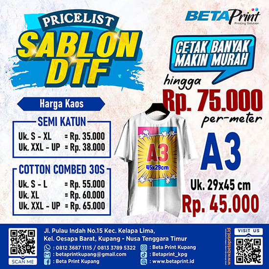 Sablon DTF A3 Uk. 45x29cm