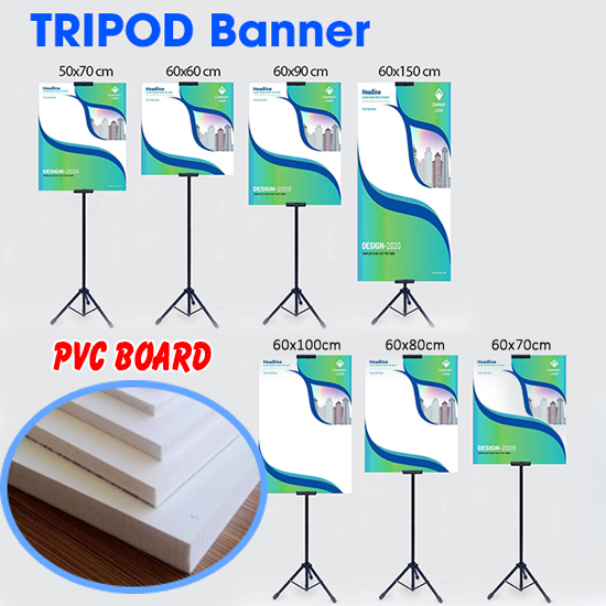 Paket Tripod + PVC Board 5mm + Print UV